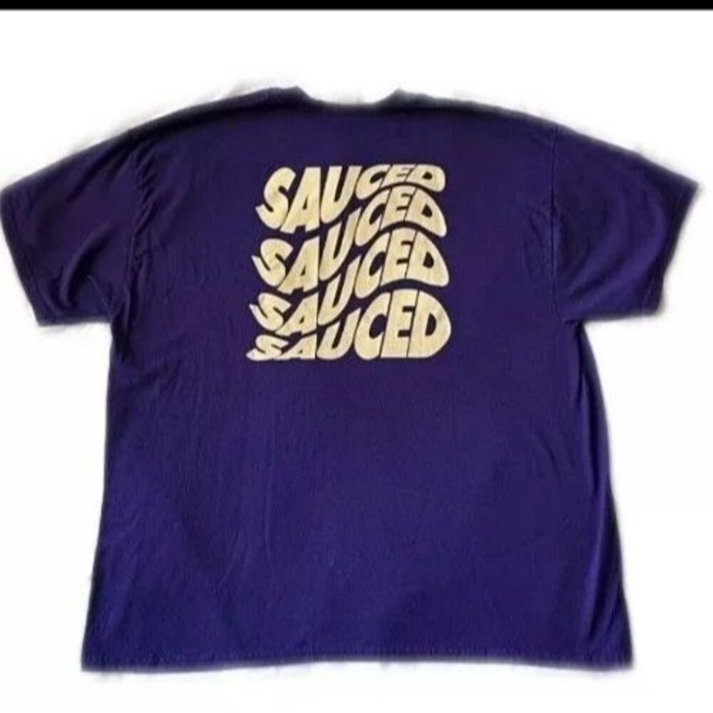 Sauced Cannabis T-Shirt Purple Gildan 100% Cotton Graphic Tee Men's 2XL 2X